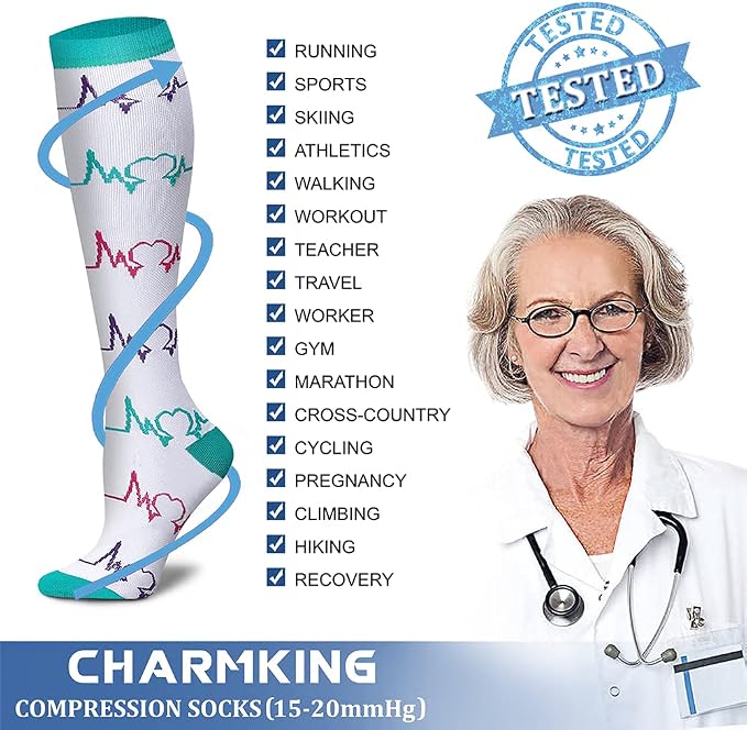 Women's & Men's Knee-High Compression Socks – 15–20 mmHg, 1 Pair