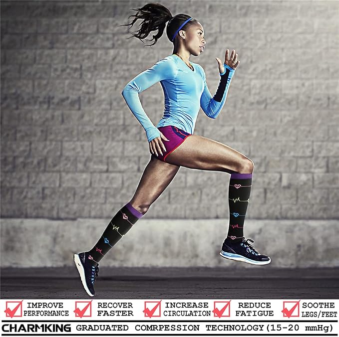 Women's & Men's Knee-High Compression Socks – 15–20 mmHg, 1 Pair