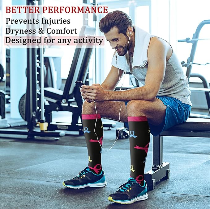 Women's & Men's Knee-High Compression Socks – 15–20 mmHg, 1 Pair
