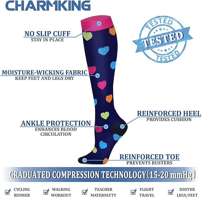Women's & Men's Knee-High Compression Socks – 15–20 mmHg, 1 Pair