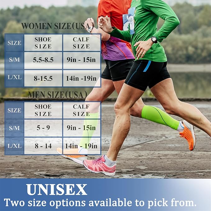 Women's & Men's Knee-High Compression Socks – 15–20 mmHg, 1 Pair
